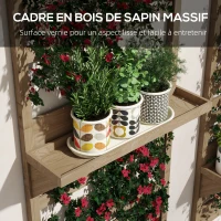 Outsunny Lot de 2 support plantes intérieur porte plante intérieure avec étagères et treillis 60 x 18 x 170 cm bois naturel(m-7)