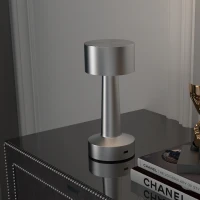 HOMCOM Cordless Table Lamp, Touch LED Desk Lamp with Rechargeable Battery, 3 Colour, for Bedroom Living Room, Silver(m-9)