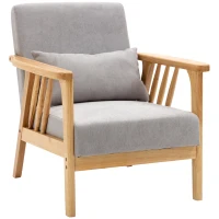 HOMCOM Poltrona Moderna con Rivestimento Vellutato e Struttura in Legno, 68x75x78cm, Grigio(m-10)