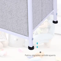 HOMCOM Commode meuble de rangement 100 x 30 x 54 cm 5 tiroirs non-tissés gris structure acier blanc bois clair(m-7)