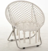 Outsunny Loveuse fauteuil rond de jardin fauteuil lune papasan pliable grand confort macramé coton polyester beige(m-10)