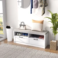 HOMCOM Shoe Bench with Removable Cushion, Shoe Storage Bench with Padded Seat, Open Compartments and Drawers for Entryway Hallway(m-2)