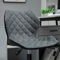 HOMCOM Office Computer Desk Chair, Swivel Task Chair no Arms, Fabric Study Chair with Adjustable Height and Rolling Wheels for Home Work, Grey(m-8)