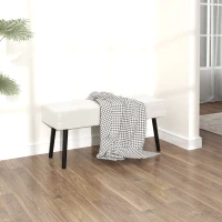 HOMCOM End of Bed Bench, Corduroy Bedroom Bench with Thick Padding and Steel Legs, Tufted Window Seat for Entryway, Living Room, Cream White(m-7)