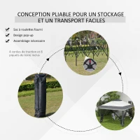 Outsunny Tonnelle barnum de jardin pop-up pliant acier polyester moustiquaires + sac de transport à roulettes gris(m-5)