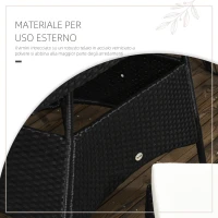 Outsunny Set da Giardino con Tavolo e 4 Sedie da Esterno in Acciaio e Rattan PE, Nero(m-6)