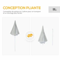 Outsunny Parasol de plage Ø 2,2 x 2,2 cm protection UV sac transport, sardines et lestage intégrés crème(m-6)