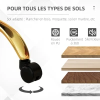 Vinsetto Chaise de bureau fauteuil de bureau ergonomique réglable en hauteur siège confortable pivotante piètement acier blanc(m-6)