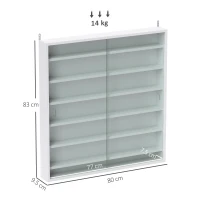 HOMCOM Six Shelf Display Cabinet, with Glass Doors - White(m-3)