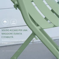 Outsunny Set da Giardino 3 Pezzi Pieghevoli in Acciaio, 2 Sedie 42x50x81 cm e Tavolino Ø60x71 cm, Verde(m-5)