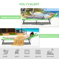 Outsunny Bain de Soleil Pliable transat inclinable 4 Positions Chaise Longue 3 Coussins fournis Vert(m-5)