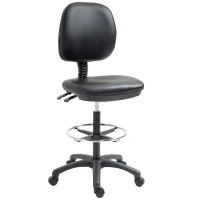Vinsetto Tabouret à roulettes réglable en hauteur 69-91 cm avec dossier inclinable et repose-pieds réglable(m-10)