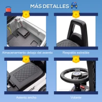 HOMCOM Coche Correpasillos de Policía para Bebé Coche sin Pedales con Megáfono y Almacenaje Oculto 62x29x43 cm Blanco(m-7)