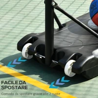 HOMCOM Canestro Basket Altezza Regolabile 160-210cm, Struttura in Acciaio e Base con Ruote, Tabellone in PE Trasparente(m-6)