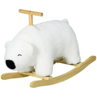 HOMCOM Ours à bascule pour enfant jeux jouet à bascule avec sons pour 3 - 6 ans socle en bois blanc(m-1)