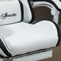 Vinsetto Siège gaming fauteuil gaming dossier inclinable 135° avec appui-tête repose-pieds 65l x 65P x 121-129H cm blanc et noir(m-9)