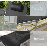 Outsunny Set of Two Steel Frame Sun Loungers, with Reclining Backs - Black(m-5)