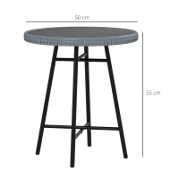 Outsunny Rattan Border Outdoor Side Table - Grey(m-3)