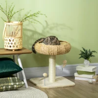 PawHut 51cm Cat Tree Kitten Tower, with Sisal Scratching Post, Top Bed, Toy Ball(m-2)