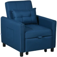 HOMCOM Linen-Look Single Chair Bed - Blue(m-11)