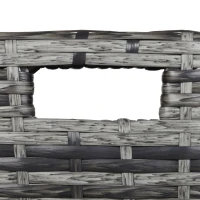 Outsunny 10 Seater Rattan Cube Garden Furniture Set with Parasol Hole, Rattan Dining Set with Cushions, Outdoor Dining Table and Chairs with Rectangular Glass Top Table for Patio, Mixed Grey(m-8)