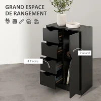 HOMCOM Meuble de rangement buffet commode 1 placard et 4 tiroirs, en bois, pour salon, cuisine, entrée, salle à manger, noir(m-5)