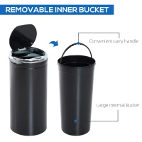 HOMCOM Stainless Steel Sensor Bin, 42L Kitchen Touch Bin, Automatic Trash Can with Inner Bucket, Soft Close, Dustbin, Black(m-4)