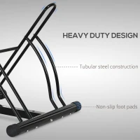 HOMCOM 2 Bike Floor Parking Stand Rack Indoor Outdoor Ground Reversible - Black(m-5)