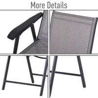 Outsunny Set of 2 Folding Garden Chairs, Metal Frame Garden Chairs Outdoor Patio Park Dining Seat with Breathable Mesh Seat, Grey(m-8)