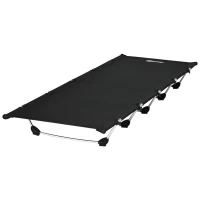 Outsunny Lightweight Camping Bed, Aluminium Portable Camp Cot w/ Strong Support 150kg and Carry Bag for Camping, Black(m-11)