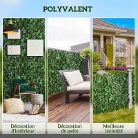 Outsunny Haie Artificiel Brise-Vue décoration Rouleau 3L x 1H m Feuillage réaliste Anti-UV Vert(m-5)