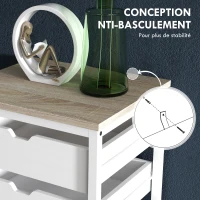 HOMCOM Commode meuble de rangement chiffonier à 7 tiroirs style comtemporain avec cadre en acier et poignées découpées blanc(m-7)