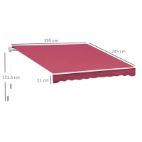 Outsunny Tenda da Sole per Esterno Avvolgibile a Manovella in Metallo e Alluminio, 4x2.5m, Rosso Scuro(m-3)