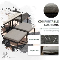 Outsunny 10 Seater Rattan Cube Garden Furniture Set, Rattan Dining Set with Cushions, Outdoor Dining Table and Chairs with 6 Armchairs, 4 Stools, Rectangular Wood Grain Plastic Top Table, Grey(m-5)