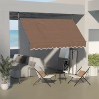 Outsunny Toldo Manual Retráctil con Manivela 300x120x210-300 cm con Altura Ajustable Impermeable y Anti-UV Café(m-2)