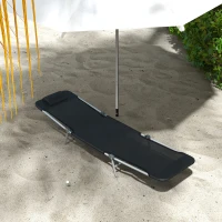 Outsunny Set of Two Steel Frame Sun Loungers, with Reclining Backs - Black(m-7)