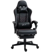 Vinsetto Computer Gaming Chair with Footrest, Video Gaming Chair for Adults with 130° Reclining Back, Desk Chair with Lumbar Support and Adjustable Height, Black Red(m-11)