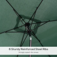 Outsunny 3x2m Patio Parasol Garden Umbrellas Canopy with Aluminium Tilt Crank Rectangular Sun Shade Steel, Green(m-7)