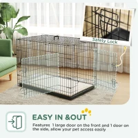PawHut Foldable Dog Crate with 2 Doors with Tray, Soft Cushion, for Extra and Large Dogs, 105 x 70 x 75, Black(m-5)
