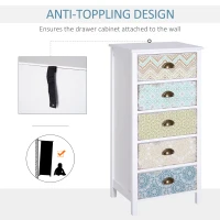 HOMCOM Chest of 5 Drawers Bedside Cabinet Side Storage Chest Entryway Living Room Bedroom Furniture Organizer Unit(m-5)