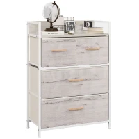 HOMCOM Rustic Chest of Four Fabric Drawers - Black(m-1)