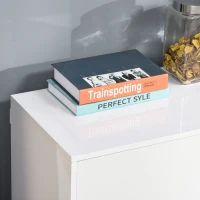 HOMCOM High Gloss Side Cabinet, Push-Open Design with 2 Drawers and 2 Cabinets for Living Room, 74H x 117W x 36Dcm, White(m-9)