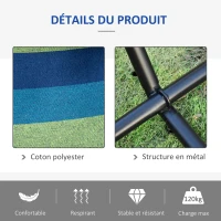Outsunny Hamac de Jardin avec Support en métal époxy hamac sur Pied 1 Place Charge Max. 120 Kg Sac Transport Bleu Vert(m-5)
