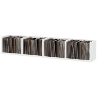 HOMCOM Wall Mount 84 CD / 56 DVD/Blu-ray/ Media Storage Rack 4 Cubes Wooden Shelf Organizer Unit Bookcase Display (White)(m-11)