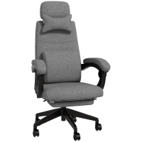Vinsetto Linen-Look Office Chair, with 160° Reclining Back and Footrest - Grey(m-11)