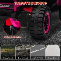 AIYAPLAY 2 Seater 24V 7AH Ride on Truck, Battery Powered Electric Ride On Car w/ Remote, Suspension, 3 Speeds, Pink(m-7)