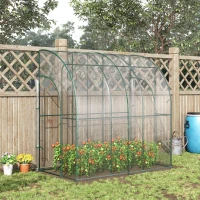 Outsunny Walk-In Greenhouse, Lean-to Small Greenhouse with Zipped Roll Up Doors, Tomato Greenhouse with Plastic Cover and Sloping Top for Flowers, Vegetables and Herbs, 214cm x 118cm x 212cm, Clear(m-2)