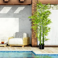 HOMCOM Pianta Finta di Bambù Alta 150cm con Vaso Incluso per Interno ed Esterno(m-4)