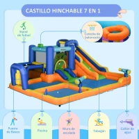 Outsunny Castillo Hinchable Infantil con Tobogán Piscina Muro de Escalada Inflador y Bolsa de Transporte 430x420x200cm Multicolor(m-4)