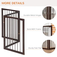 PawHut 3 Panel Stair Gate Foldable Dog Door Gate Indoor Free Standing Safety Gate Pet Barrier 76cm Height(m-6)